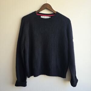 VTG Tommy Hilfiger Sweater Womens Large Black Pullover Lambswool Angora Y2K Logo